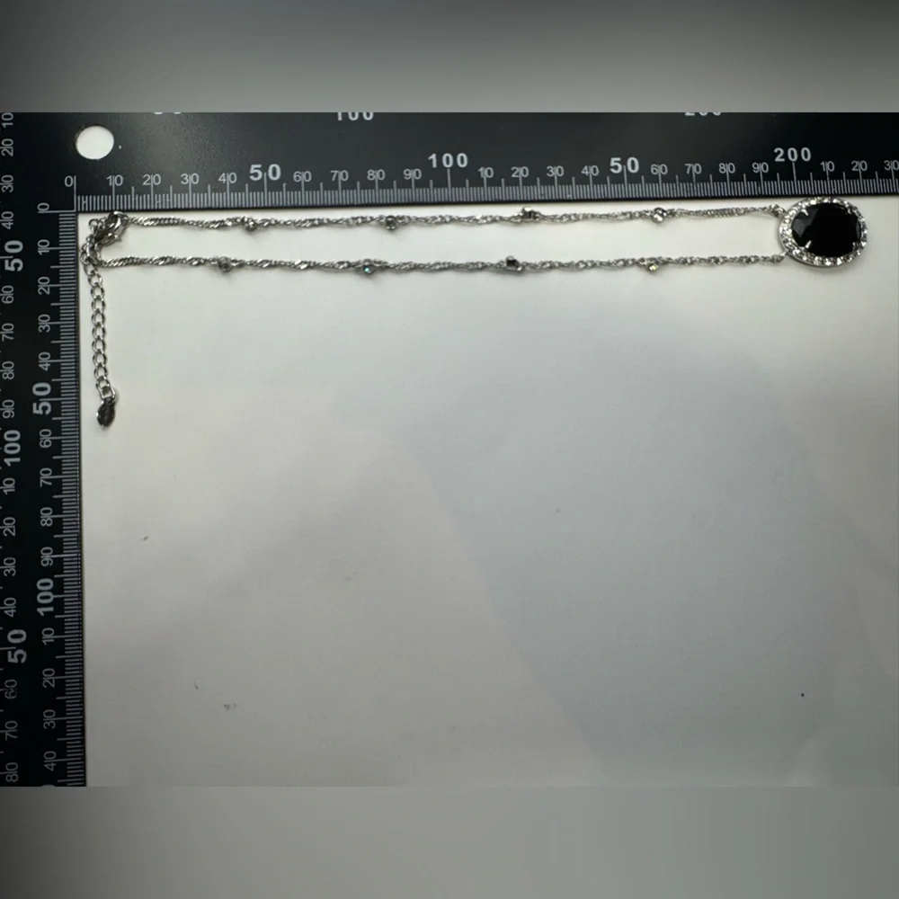 Monet Silver Tone Jet and Crystal Station Necklace - Picture 8 of 8